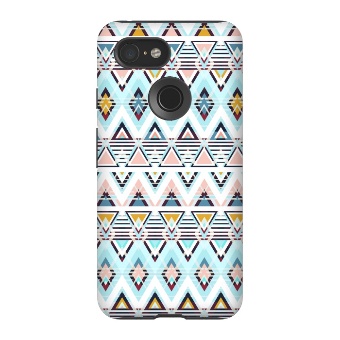 Pixel 3 StrongFit Colorful ethnic tribal triangles by Oana 