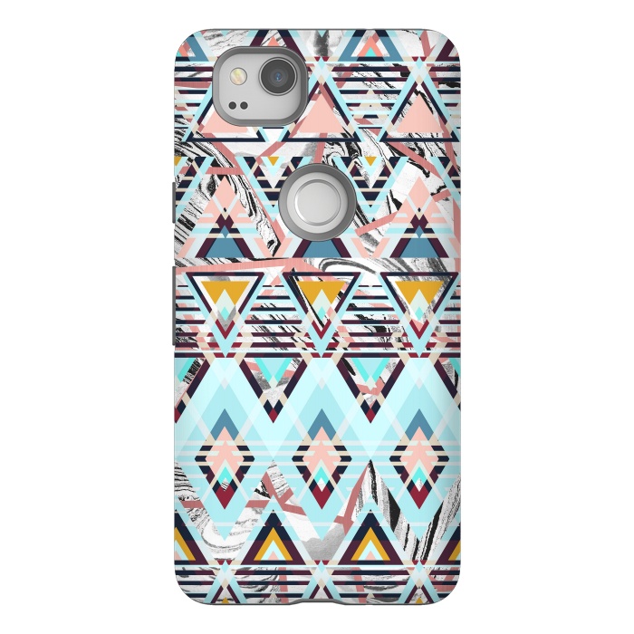Pixel 2 StrongFit Colorful brushed tribal triangles by Oana 