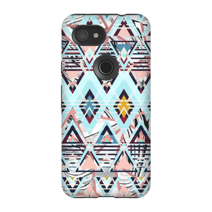 Pixel 3A StrongFit Colorful brushed tribal triangles by Oana 