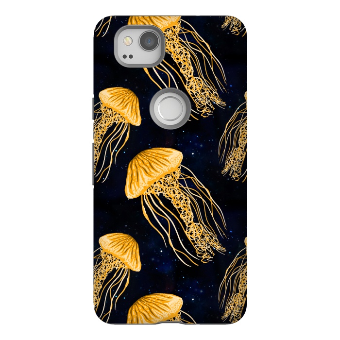 Pixel 2 StrongFit Galaxy Jellyfish Pattern by Julie Erin Designs