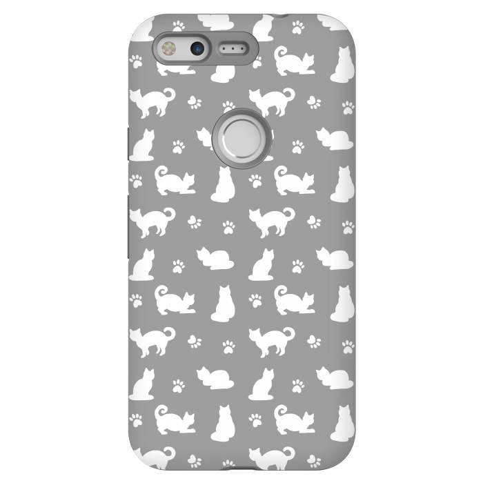Pixel StrongFit White and Gray Cat Pattern by Julie Erin Designs