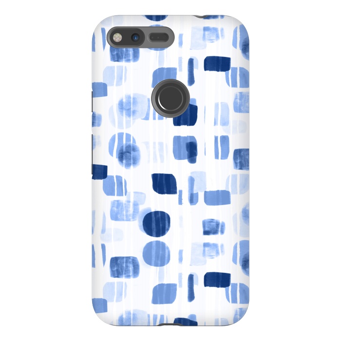 Pixel XL StrongFit Blue Abstract Gouache Shapes  by Tigatiga