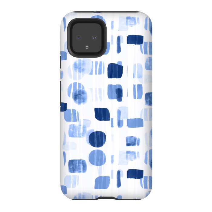 Pixel 4 StrongFit Blue Abstract Gouache Shapes  by Tigatiga