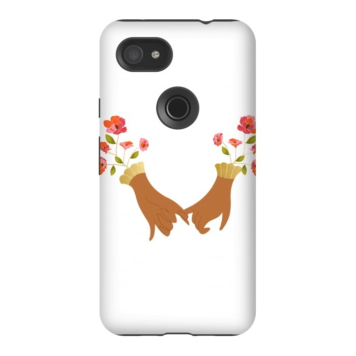 Pixel 3AXL StrongFit I Pinky Promise | Valentine's Day Love Friendship | Floral Botanical Join Hands Forever by Uma Prabhakar Gokhale