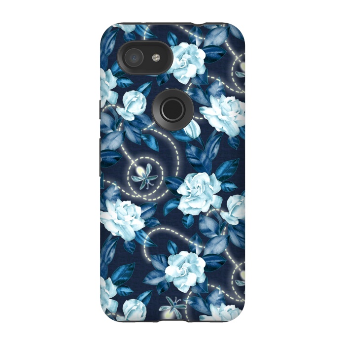 Pixel 3A StrongFit Midnight Sparkles - fireflies and flowers by Micklyn Le Feuvre