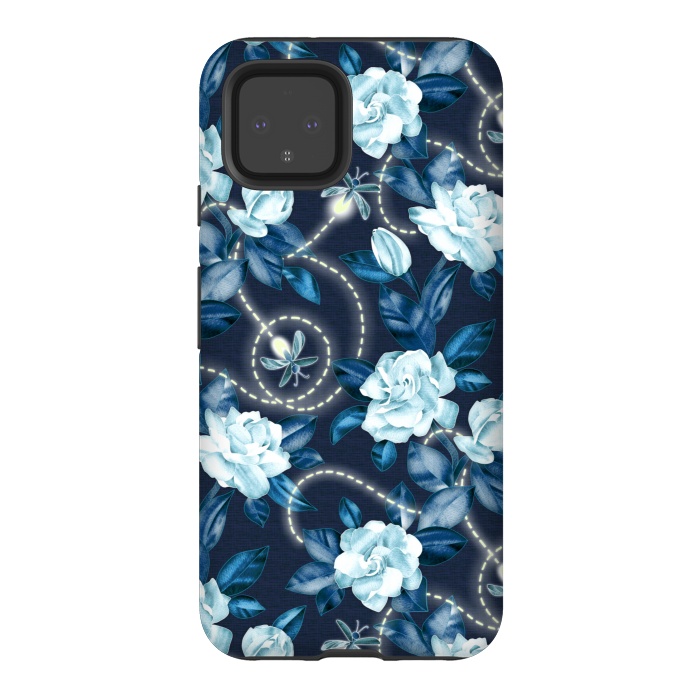 Pixel 4 StrongFit Midnight Sparkles - fireflies and flowers by Micklyn Le Feuvre