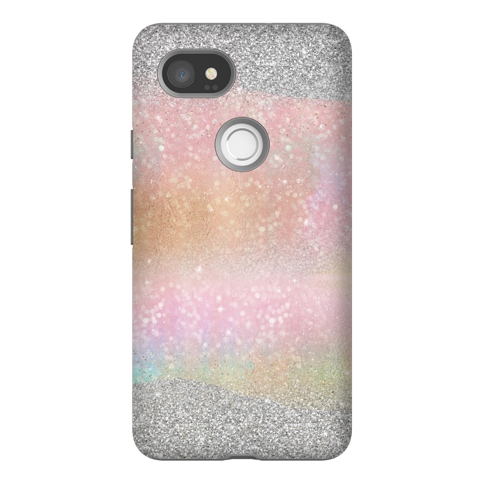 Pixel 2XL StrongFit Elegant Silver Gold strokes rainbow glow Glitter abstract image by InovArts