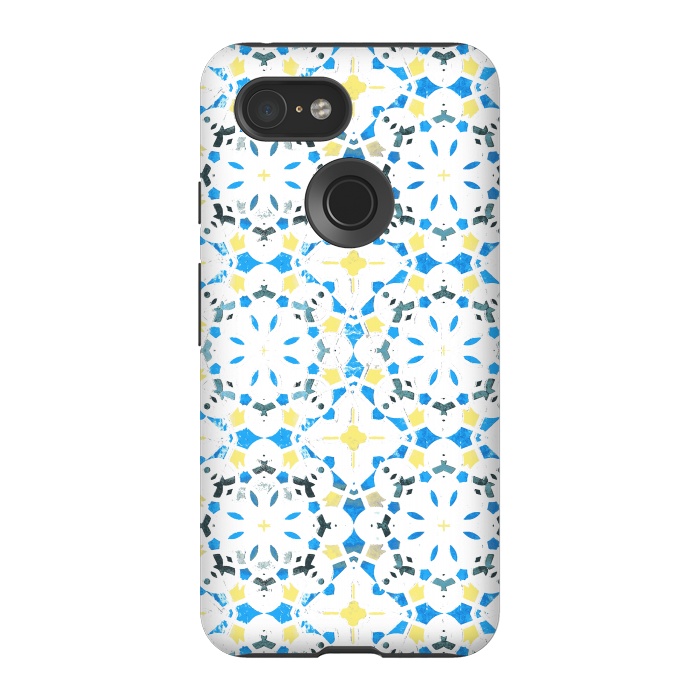 Pixel 3 StrongFit Vibrant blue yellow Moroccan tiles by Oana 