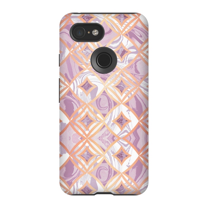 Pixel 3 StrongFit Elegant pink rose gold marble tiles by Oana 