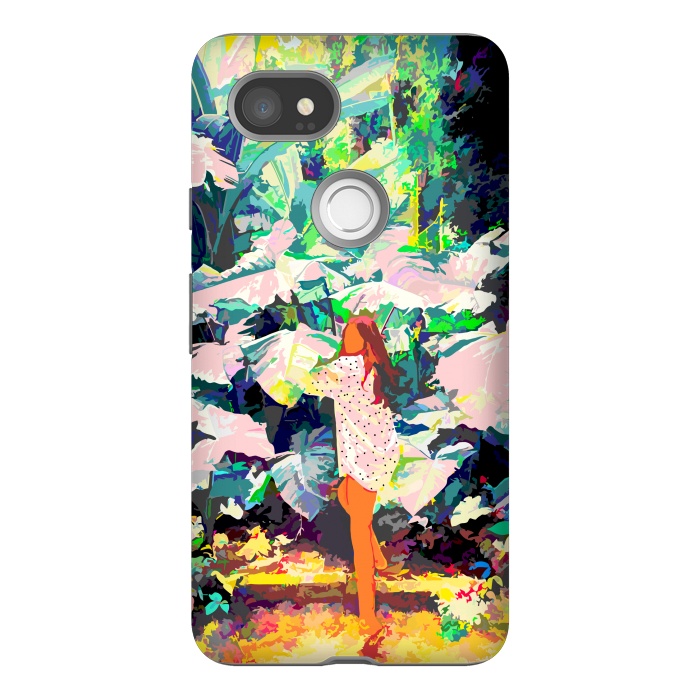 Pixel 2XL StrongFit Live Quietly In a Corner Of Nature, Modern Bohemian Woman Jungle Forest Eclectic Painting by Uma Prabhakar Gokhale