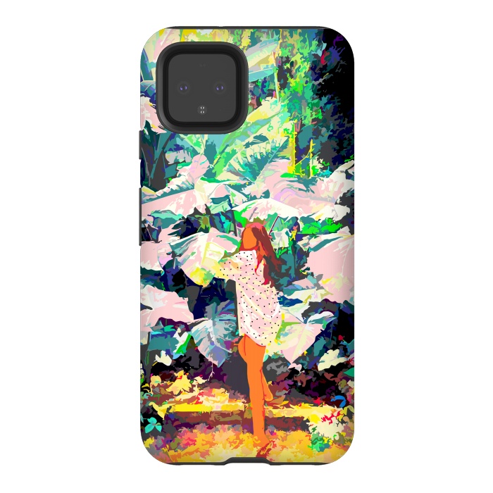 Pixel 4 StrongFit Live Quietly In a Corner Of Nature, Modern Bohemian Woman Jungle Forest Eclectic Painting by Uma Prabhakar Gokhale