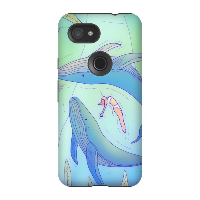 Pixel 3A StrongFit The girl and the whales by Steve Wade (Swade)