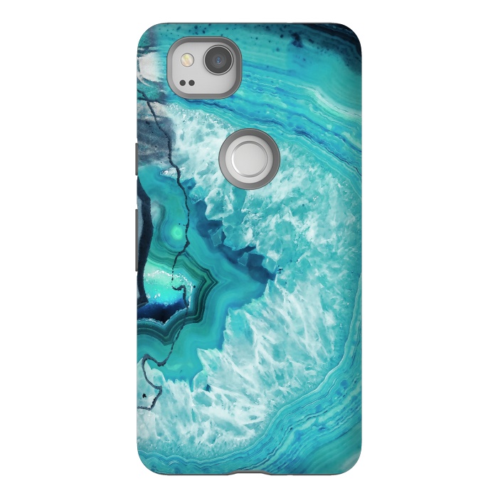 Pixel 2 StrongFit Turquoise agate geode marble by Oana 