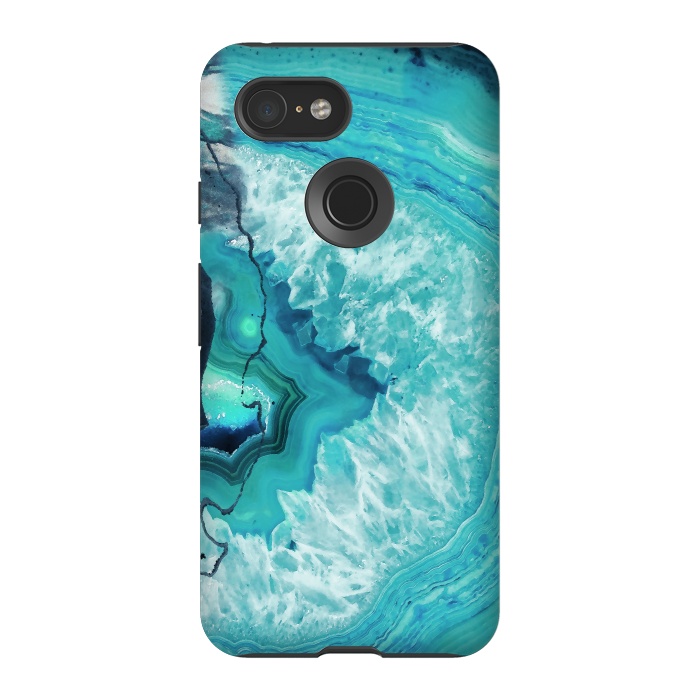Pixel 3 StrongFit Turquoise agate geode marble by Oana 