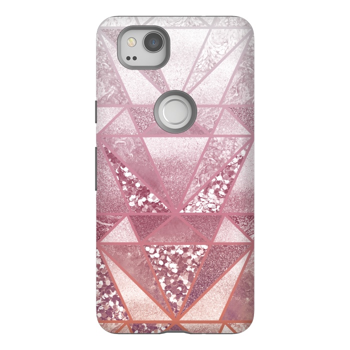 Pixel 2 StrongFit Pink and rose gold gradient glitter tiles by Oana 