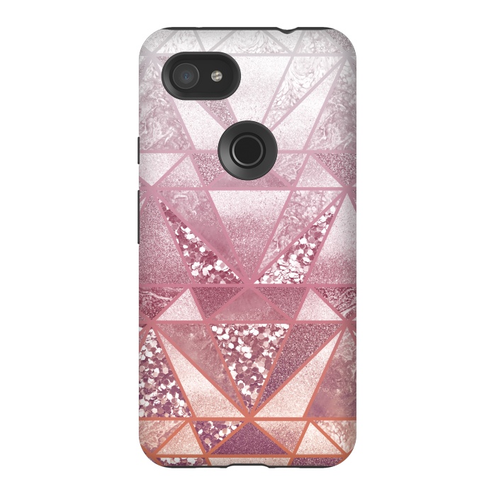 Pixel 3AXL StrongFit Pink and rose gold gradient glitter tiles by Oana 