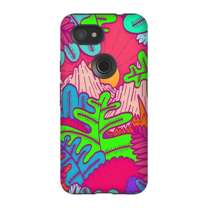 Pixel 3A StrongFit A pink tropical jungle by Steve Wade (Swade)