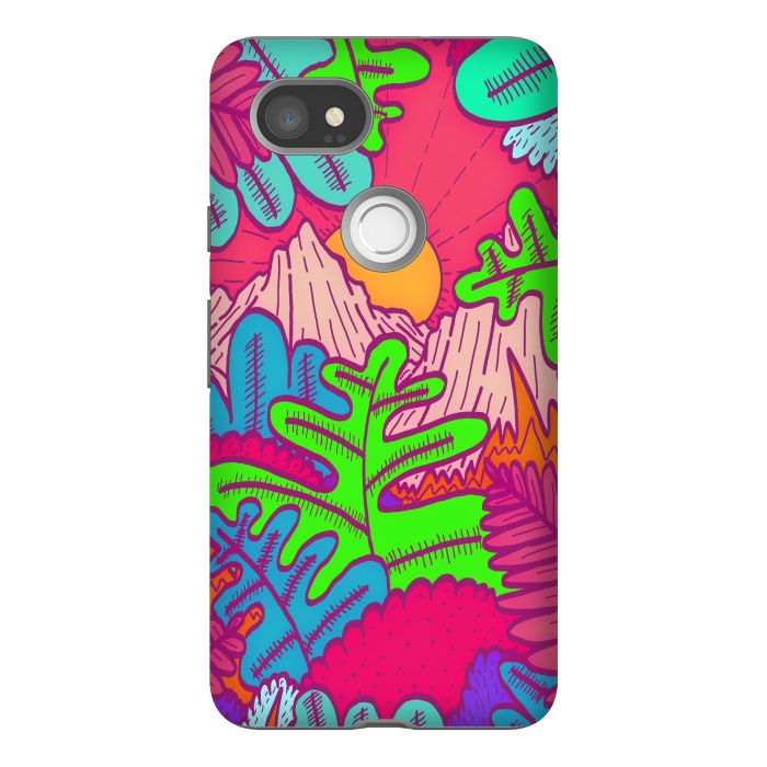 Pixel 2XL StrongFit A pink tropical jungle by Steve Wade (Swade)