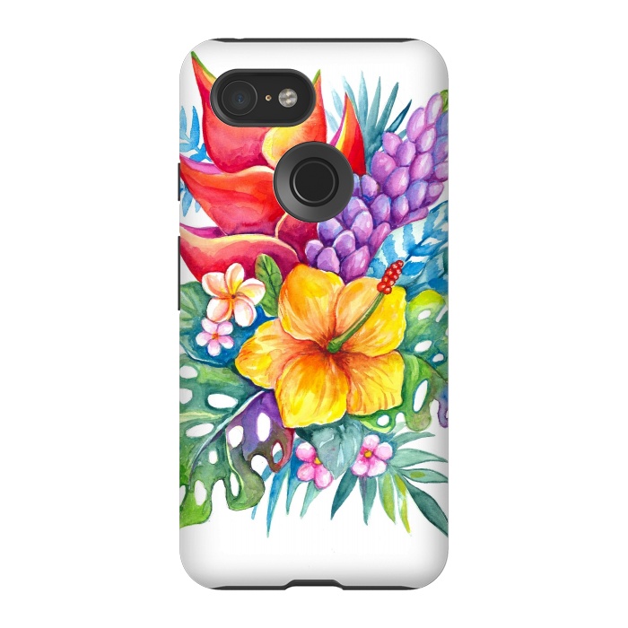 Pixel 3 StrongFit Tropical Flowers by Irina Velman