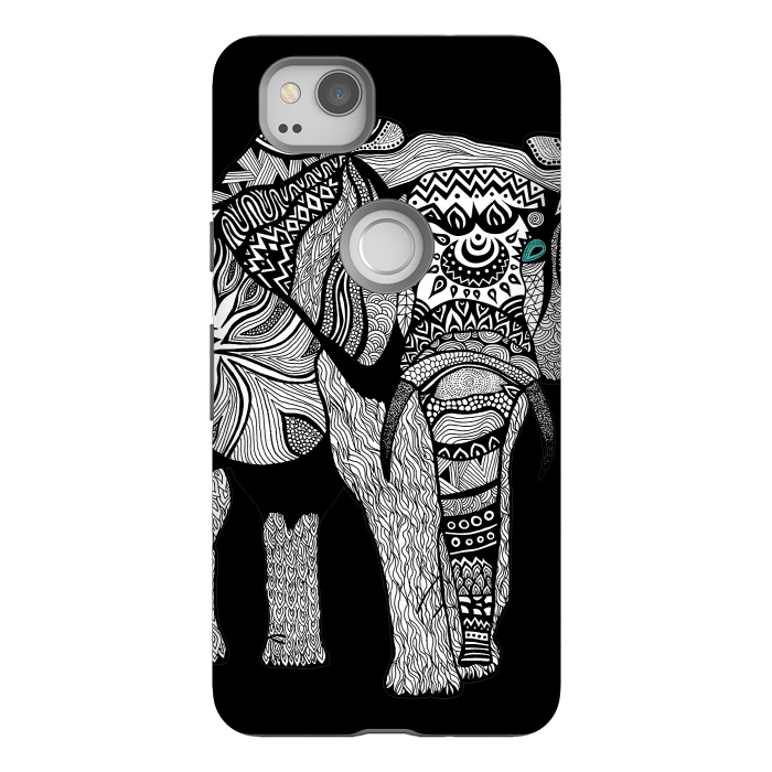 Pixel 2 StrongFit Elephant of Namibia B n W by Pom Graphic Design