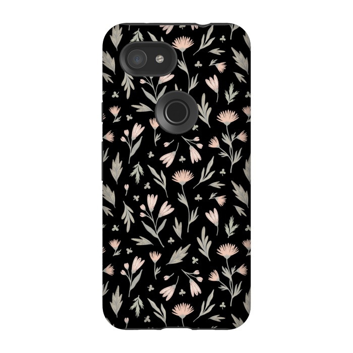 Pixel 3A StrongFit delicate flowers on a black by Alena Ganzhela