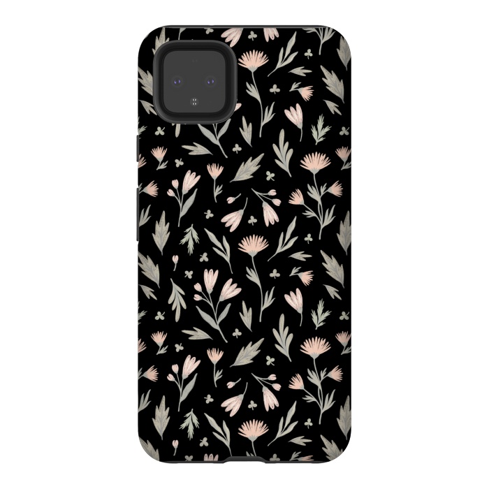 Pixel 4XL StrongFit delicate flowers on a black by Alena Ganzhela