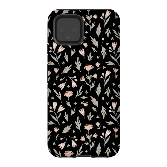 Pixel 4 StrongFit delicate flowers on a black by Alena Ganzhela