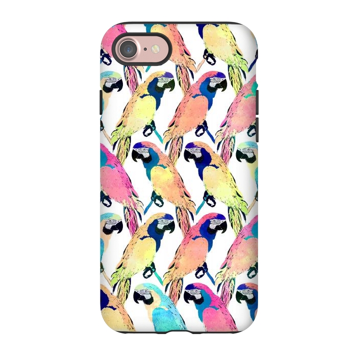 iPhone 7 StrongFit Modern Colorful Exotic Parrot Birds Watercolor Paint by InovArts