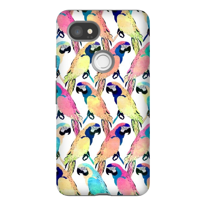 Pixel 2XL StrongFit Modern Colorful Exotic Parrot Birds Watercolor Paint by InovArts