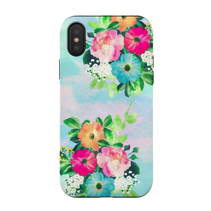 iPhone Xs / X StrongFit Girly Vintage Roses Floral Watercolor Paint by InovArts