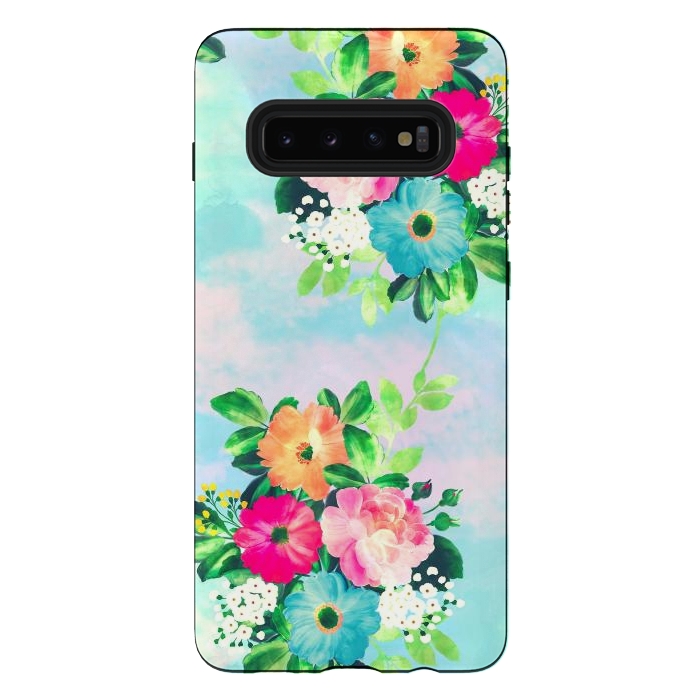 Galaxy S10 plus StrongFit Girly Vintage Roses Floral Watercolor Paint by InovArts