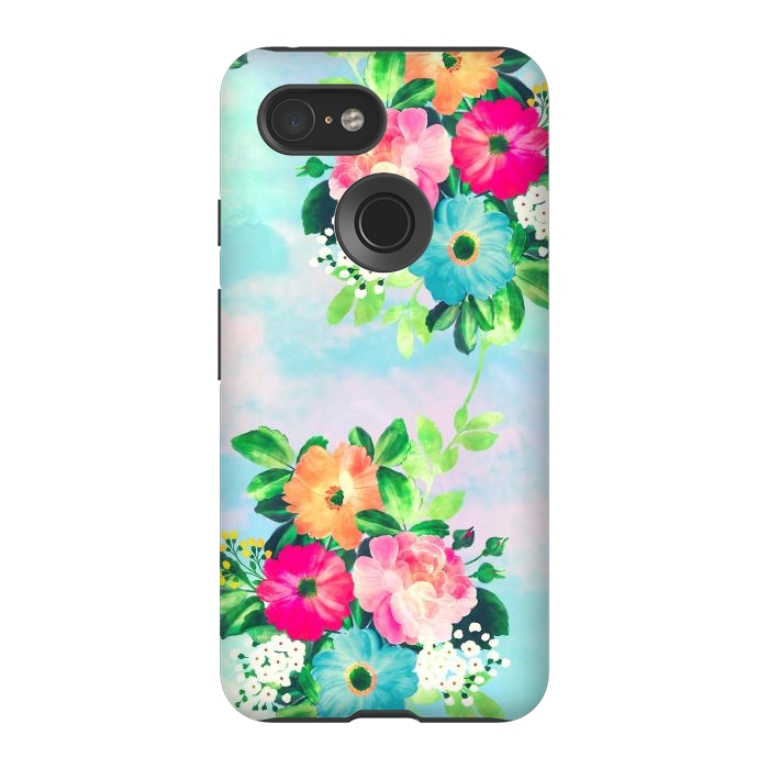 Pixel 3 StrongFit Girly Vintage Roses Floral Watercolor Paint by InovArts