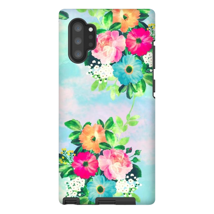Galaxy Note 10 plus StrongFit Girly Vintage Roses Floral Watercolor Paint by InovArts