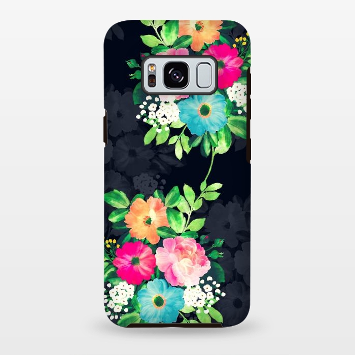 Galaxy S8 plus StrongFit Watercolor Vintage Roses Floral Dark Blue Design by InovArts