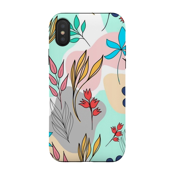 iPhone Xs / X StrongFit Trendy colorful leaves hand drawn cute illustration by InovArts