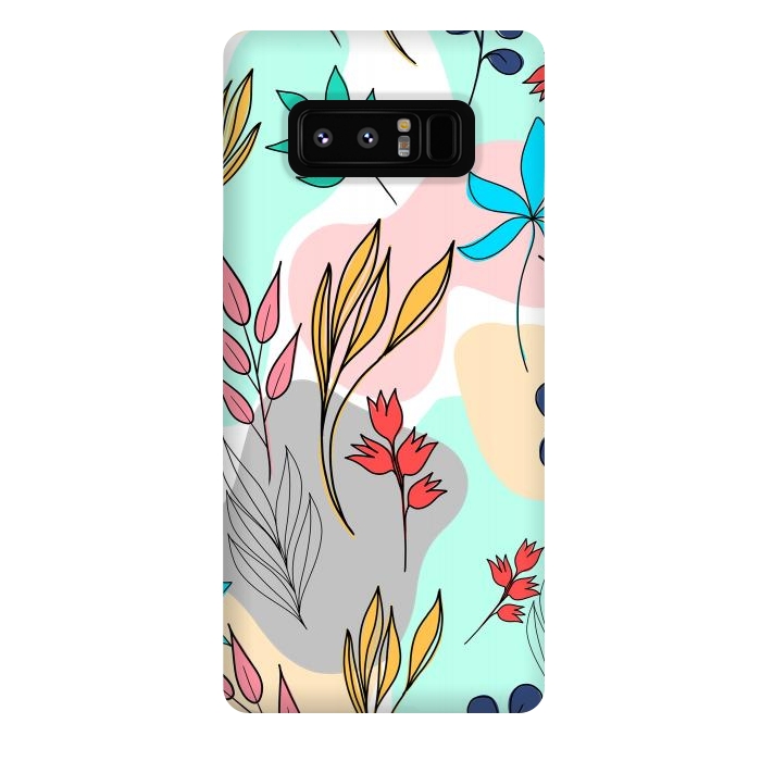Galaxy Note 8 StrongFit Trendy colorful leaves hand drawn cute illustration by InovArts