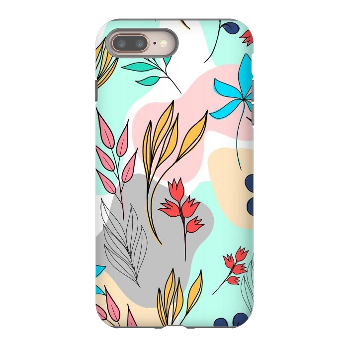 iPhone 8 plus StrongFit Trendy colorful leaves hand drawn cute illustration by InovArts