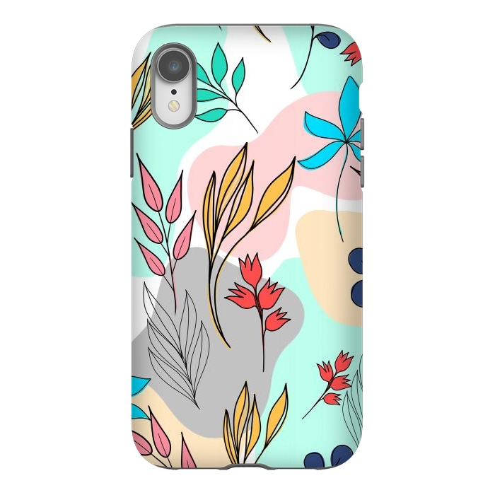 iPhone Xr StrongFit Trendy colorful leaves hand drawn cute illustration by InovArts
