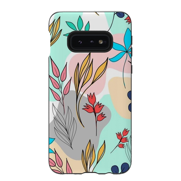 Galaxy S10e StrongFit Trendy colorful leaves hand drawn cute illustration by InovArts