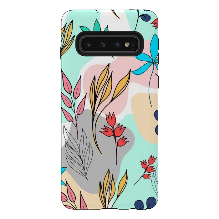 Galaxy S10 StrongFit Trendy colorful leaves hand drawn cute illustration by InovArts