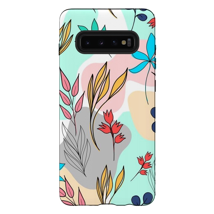 Galaxy S10 plus StrongFit Trendy colorful leaves hand drawn cute illustration by InovArts