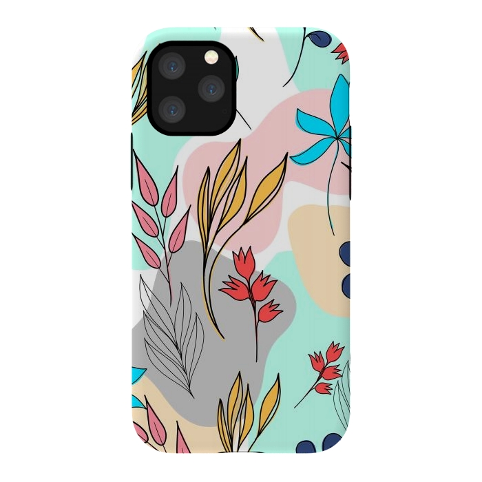 iPhone 11 Pro StrongFit Trendy colorful leaves hand drawn cute illustration by InovArts