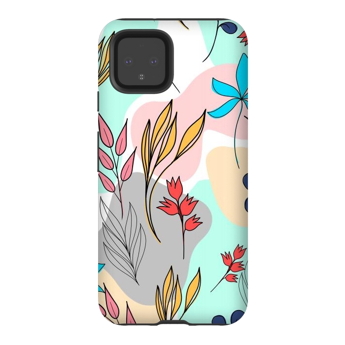Pixel 4 StrongFit Trendy colorful leaves hand drawn cute illustration by InovArts