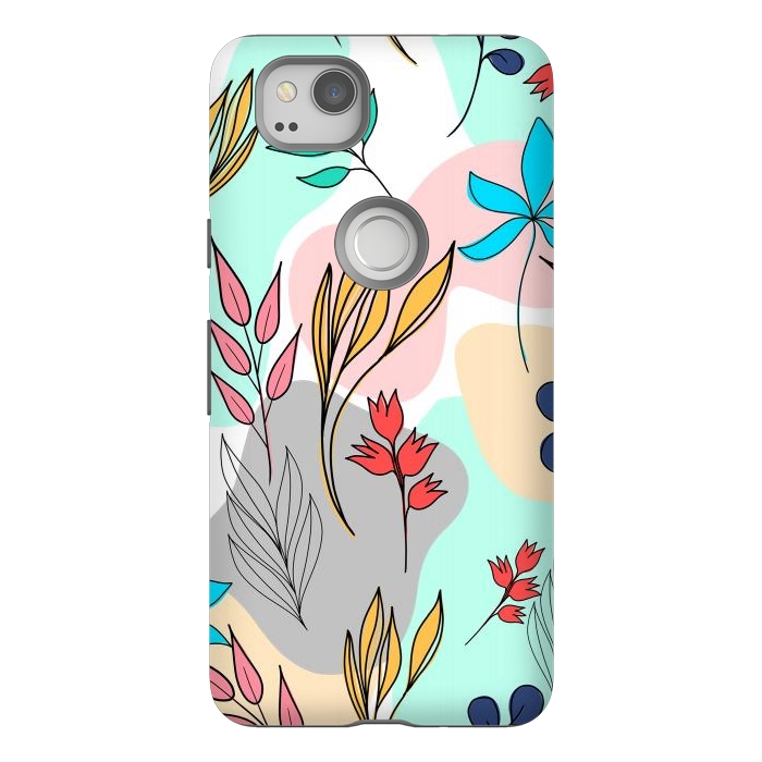 Pixel 2 StrongFit Trendy colorful leaves hand drawn cute illustration by InovArts