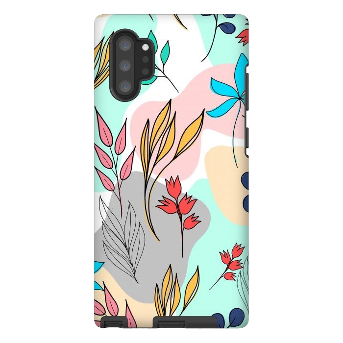 Galaxy Note 10 plus StrongFit Trendy colorful leaves hand drawn cute illustration by InovArts