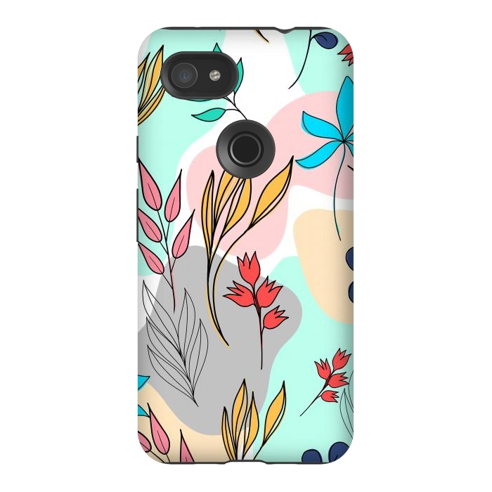 Pixel 3AXL StrongFit Trendy colorful leaves hand drawn cute illustration by InovArts