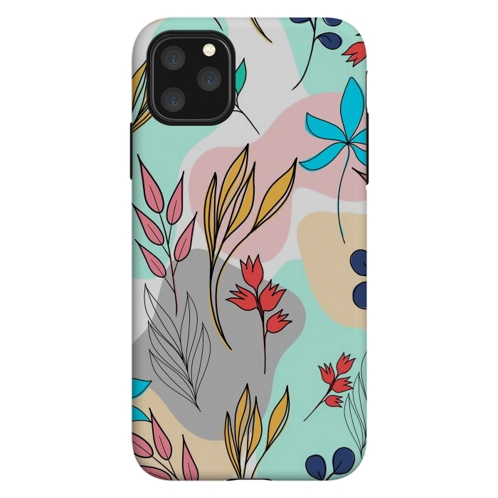 iPhone 11 Pro Max StrongFit Trendy colorful leaves hand drawn cute illustration by InovArts