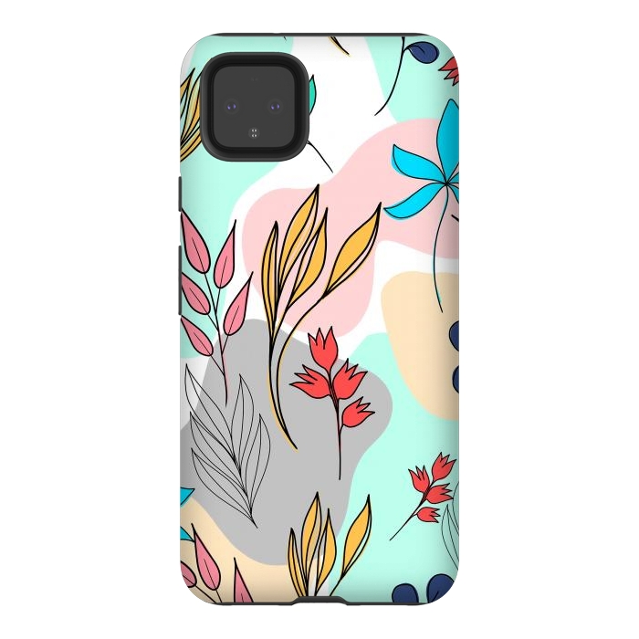Pixel 4XL StrongFit Trendy colorful leaves hand drawn cute illustration by InovArts