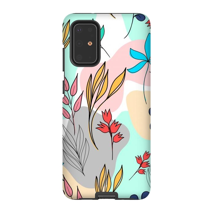 Galaxy S20 Plus StrongFit Trendy colorful leaves hand drawn cute illustration by InovArts