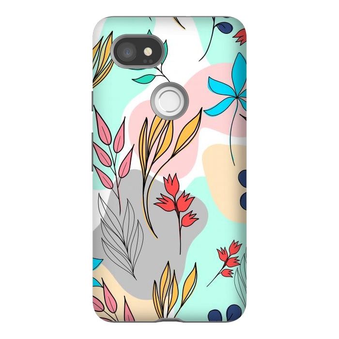 Pixel 2XL StrongFit Trendy colorful leaves hand drawn cute illustration by InovArts